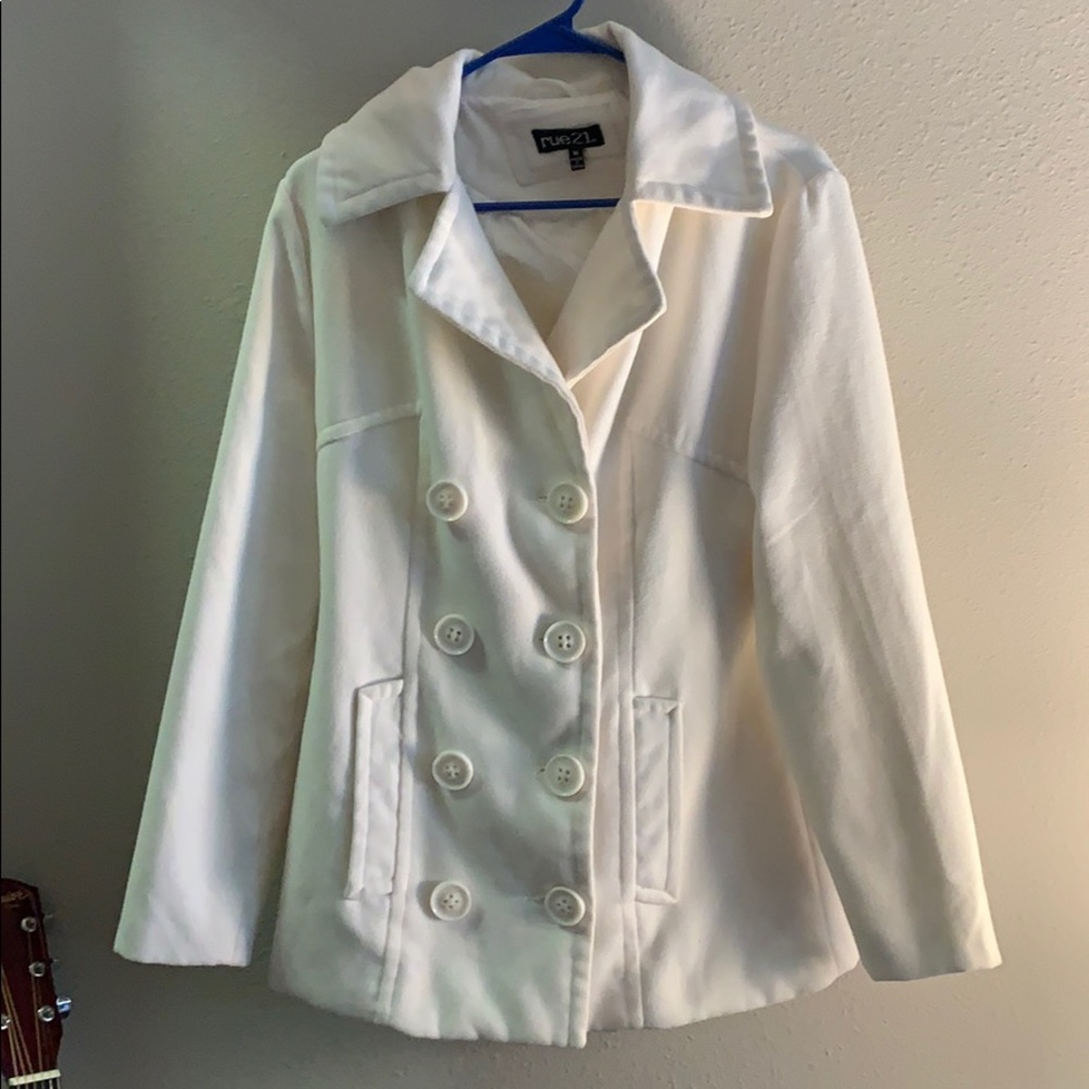 Womans White Pea Coat